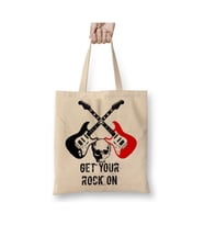 Get Your Rocks Beyaz Bez Çanta Uzun Saplı Alışveriş Çantası Plaj Çantası