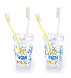 2 ADET DİŞ FIRÇALIK DENİZ DESEN AKRİLİK 8X8X9CM 350ML BANYO SETİ