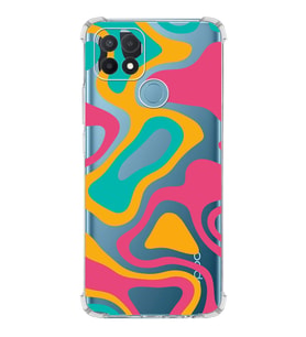 PrintiFy Oppo A15 Uyumlu Köşe Korumalı Renkli Desen Tasarımlı Şeffaf Silikon Kılıf
