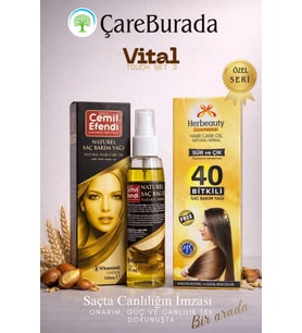 ÇareBurada Vital Touch Set 3 - CemilEfendi Saç Bakım Yağı 125 ml +Herbeauty 40 Bitkili Saç Bakım Yağ
