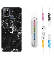 INFINIX Smart 4 5 6 Zero 8 S5 Pro Kılıf Kablo Koruma Spiral Silikon Black Hole Marble 1387
