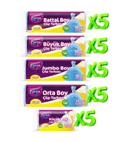 Güçlü 25 Paket Çöp Torbası Karışık Boy