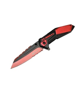 Mtech 4173 Kırmızı Kamp Çakı 21cm - Yarı Otomatik, Kemerlikli, Testere Detaylı