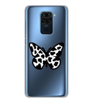Xiaomi Redmi NOTE 9 Uyumlu Siyah Beyaz Kelebek Tasarımlı Şeffaf Telefon Kılıfı