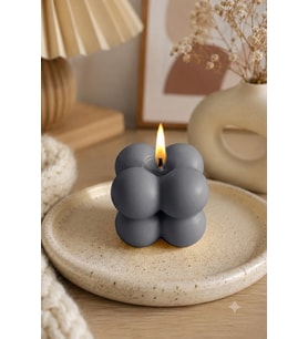 Mini Bubble 3'lü Mum - Mumelia Candles Doğal Soya, El Yapımı, Dekoratif - Gri