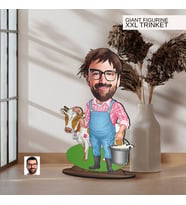 BK Gift Kişiye Özel Çiftçi Karikatürlü Büyük Boy Ahşap Biblo-1 Arkadaşa Hediye , Sevgiliye Hediye, Kişiye Özel Biblolar