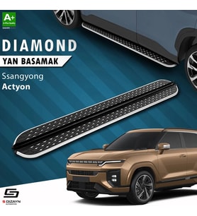 S-Dizayn Ssangyong Actyon Diamond Krom Yan Basamak 183 Cm 2024 Üzeri A+ Kalite