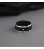 KİŞİYE ÖZEL ZIRCONIUM GÜMÜŞ TEK TAŞLI SİYAH-GRİ ALYANS