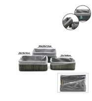 GRİ 3 BOY D.DÖRTGEN BAMBU KENAR ORGANİZER SEPET AHŞAP ALTLIK - BEZLİ 25X14-28X18-20X30CM (5365)