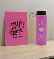 BK Gift Sevgiliye Özel İsimli Pembe Defter ve Cam Matara Hediye Seti-14, Sevgiliye Hediye, Sevgililer Günü, Yeni İş Hediyesi