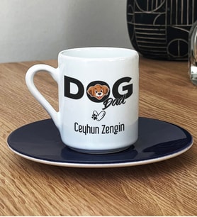 Kişiye Özel Dog Dad Türk Kahvesi Fincanı Köpek Babası (Lacivert)