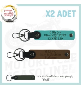 Hız Tutkunlarına, İsim Plaka ve 0+ Kan Grubu Yazılı Kişiye Özel x2 Anahtarlık, Kahve-K Turkuaz-Ysl (Çok Renkli)