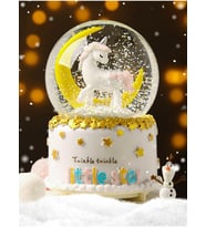 Püskürtmeli Unicorn Temalı Kar Küresi Müzik Kutusu Işıklı 16 cm