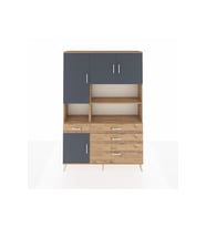 Arges Dolap 9 Raflı 4 Çekmeceli 4 Kapaklı 132x30x195 Çam-Antrasit/Çam