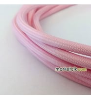 Marketcik 2x0,50mm Açık Pembe Renk Dekoratif Örgülü Kumaş Kablo, 1 Metre