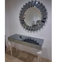 Dresuar ST 90625 Güneş Model Parlak Füme Cam Ayna Kaplı Kayın Tombul Ayak Beyaz