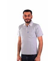 ESERIS - Polo Yaka Kısa Kol Pike Tişört - Boyama Gri