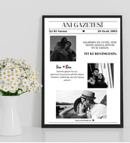Kişiye Özel Anı Gazeteli Tablo, Anı Gazetesi Ahşap Çerçeveli Tablo, Doğum Günü, Anneler Günü, Sevgililer Gününe Özel Çerçeveli Poster (Düz Siyah)