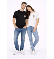 Sevgili Kombini Minimal Ayıcık Kalp Baskılı Çift Tişört Oversize Unisex 2’li Set (Çok Renkli)
