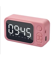 Bluetooth Hoparlör FM Radyo Alarmlı Dijital Masa Saati (Pembe)