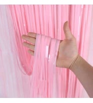 Pastel Pembe Püsküllü Kapı Perdesi 1x2 m Parti Dekorasyonu