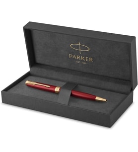 Parker Sonnet Lake Kırmızı Altın Tasarımlı Tükenmez Kalem, Orta Kalınlıkta Uç, Mavi Mürekkep (Standart)
