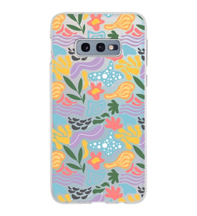 Samsung Galaxy S10e ile Uyumlu 1mm Kapak Memphis Desen Tasarımlı Şeffaf Silikon Kılıf
