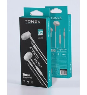 Tonex D1 Bass Earphones Kulak içi Kablolu Kulaklık 20Adet Standlı Kutu (Beyaz)