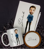 Kişiye Özel Karikatür Tasarım Defter Kalem Kupa Ve Bardak Altlığı Hediye Seti 96260