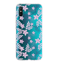Xiaomi Redmi 9A Uyumlu Kapak Floral Pudra Tasarımlı Şeffaf Silikon Kılıf