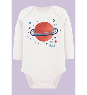 Organik Baskılı Pamuklu Unisex Bebek Body UZUNKOLE109