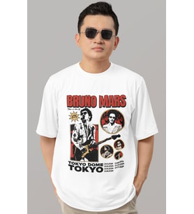 Tasarım Bruno Mars Efsane Şarkıcı Baskılı Unisex Oversize Tişört