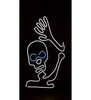 El Sallayan İskelet Figürlü Neon Pleksi Tabela