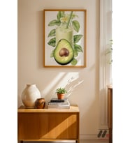 Avokado Smoothie Posteri, Ahşap Çerçeveli Duvar Tablosu - Mutfak Dekorasyonu