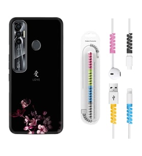 Tecno Spark 6 6 Go 8C 8 Pro 7 7 Pro Kılıf Kablo Koruma Spiral Silikon Love 1629