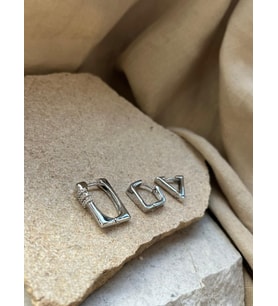 YSX Jewelry Gümüş Renkli Geometrik Üçlü Küpe Seti
