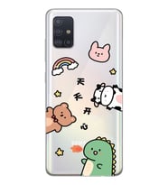 Samsung Galaxy A51 Uyumlu Sevimli Hayvanlar Desenli Şeffaf Telefon Kılıfı