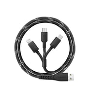 C89 NyloFlex 3in1 1.5M 3A USB to Type-C / Lightning / Micro Hızlı Şarj Kablo - Siyah