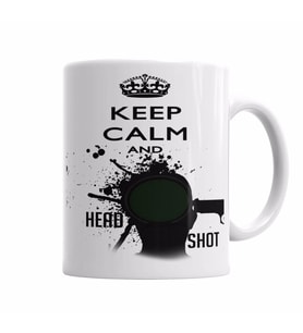 Keep Calm And Head Shot Kupa Bardak Porselen