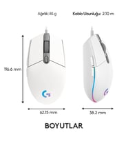 LOGITECH G G102 Lıghtsync Oyuncu Mouse Beyaz 910-005824