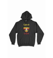 Kampala Uganda Bayraklı Kalpli Siyah Sweatshirt Hoodie
