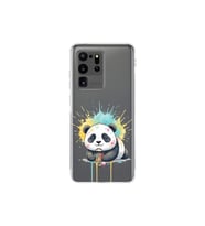 Samsung Galaxy S20 Ultra ile Uyumlu Splash Panda Tasarımlı Şeffaf Silikon Kılıf