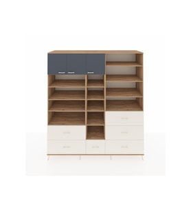 Kronos Dolap 17 Raflı 6 Çekmeceli 3 Kapaklı 220x59x243 Çam-Antrasit/Aytaşı