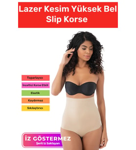Özel Üretim İz Göstermeyen Kaymaz Sıkılaştırıcı Şekillendirici Lazer Kesim Yüksek Bel Slip Korse (Ten)