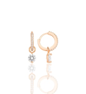Gümüş rose zirkon taşlı halka küpe SGTL12252ROSE