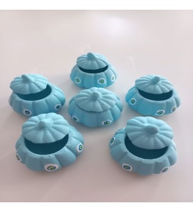 Mini Balkabağı 6'lı Nazar Boncuklu Dekoratif Obje (Bebe Mavisi)