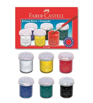 Guaj Boya 6 Renk x 15 Ml Su Bazlı Şişe 1 Paket Faber Guaj Boya Seti Şişe İçerisinde 6 lı Okul Hobi (Karışık)