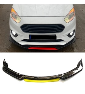Ford Tourneo Courier Sarı Renkli Şeritli Dilli Ön Lip 4 Prç Parlak Siyah ABS