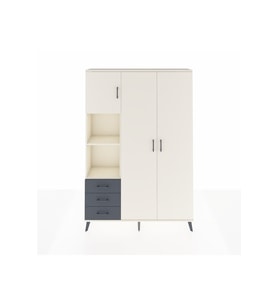 Arges Dolap 6 Raflı 3 Çekmeceli Tek Askılı 132x30x195 Aytaşı-Aytaşı/Antrasit