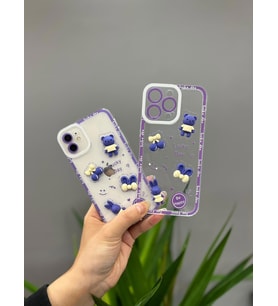 Iphone 14 Pro Max Uyumlu Sevimli Şeffaf Ayıcıklı Silikon Tasarım Kılıf